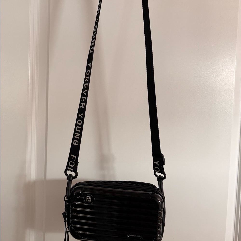 Forever Young Glossy Black Crossbody Bag